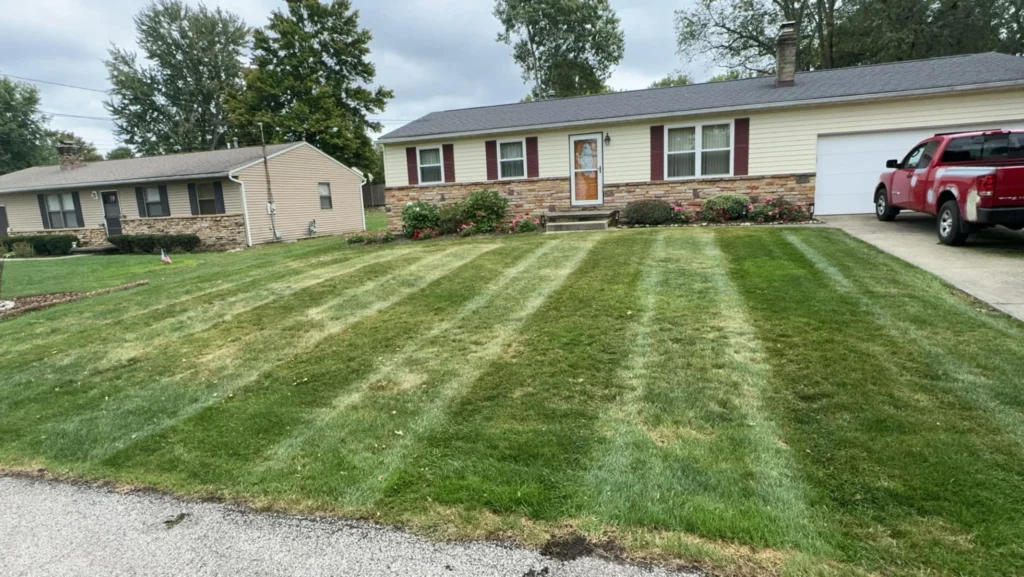 a view of the front of a client's house after recent work but fiocca landscaping